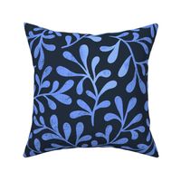 Leafy vines - blue textured - large scale