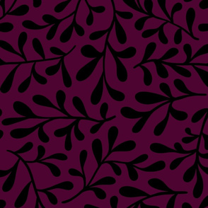 Leafy vines - gothic purple - large scale