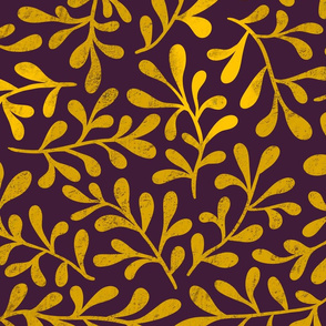 Leafy vines - gold - large scale