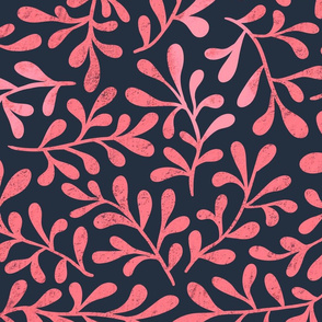 Leafy vines - pink textured - large scale