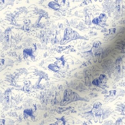 Country Dog Toile Blue Small
