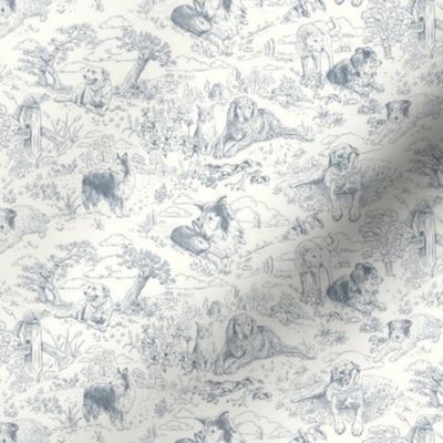 Country Dog Toile Grey Small