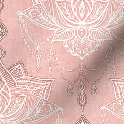 Dusty Peach Pink and White Art Nouveau Doodle - Large