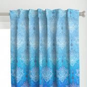 Ombre Ocean Cobalt Blue Linen Textured Art Deco Doodle