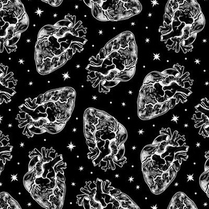 Anatomical Hearts Scatter Black