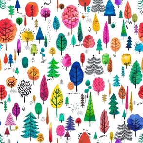 Colorful trees forest Multicolor Medium