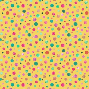 spring polka dots watercolor Yellow pink green
