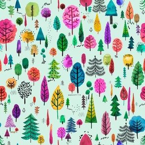 Colorful trees forest Multicolored Mint Jumbo