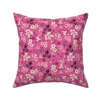 Ditsy Floral Cute small floral watercolor Hot pink