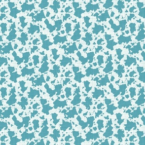 Cow Print in Teal on a Textured White Background - Small Scale