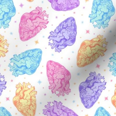 Pastel Anatomical Hearts Scatter on White