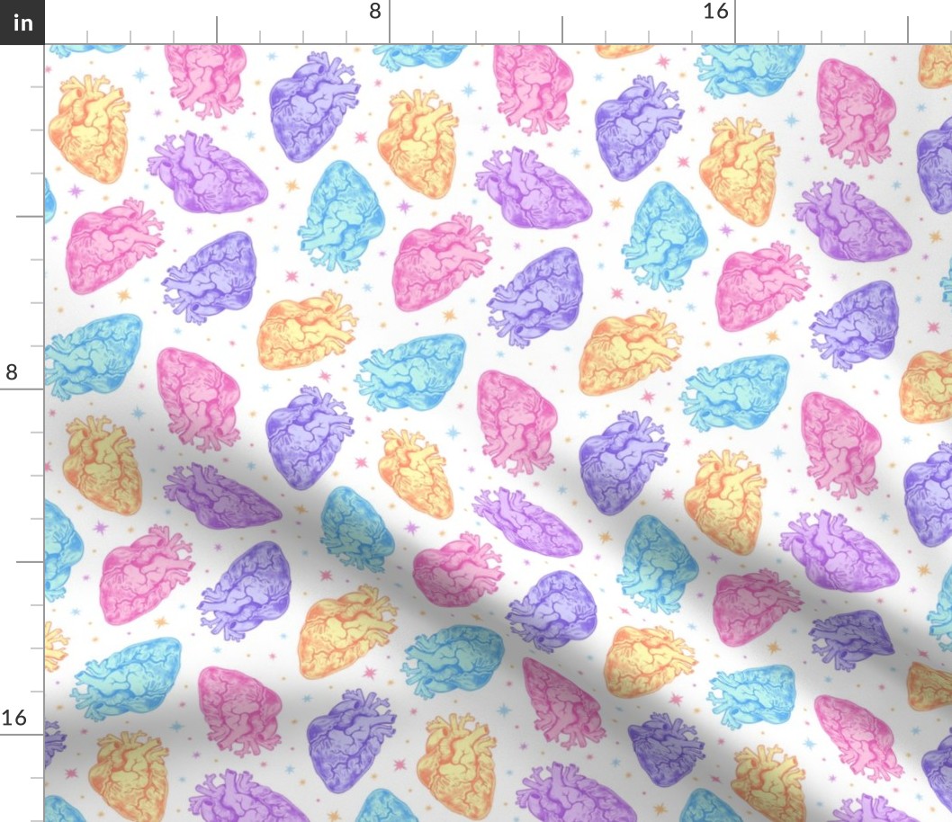 Pastel Anatomical Hearts Scatter on White
