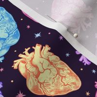 Pastel Anatomical Hearts Scatter on Black