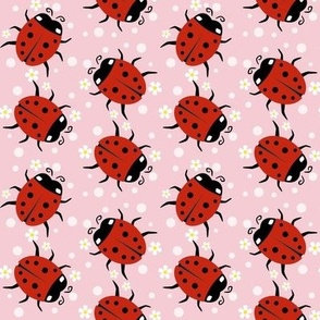 Ladybugs on Pink - Large