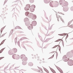 Dusty Pink Watercolor Leaves