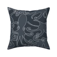 Continuous Line Cephalopods (Navy - Large Scale)