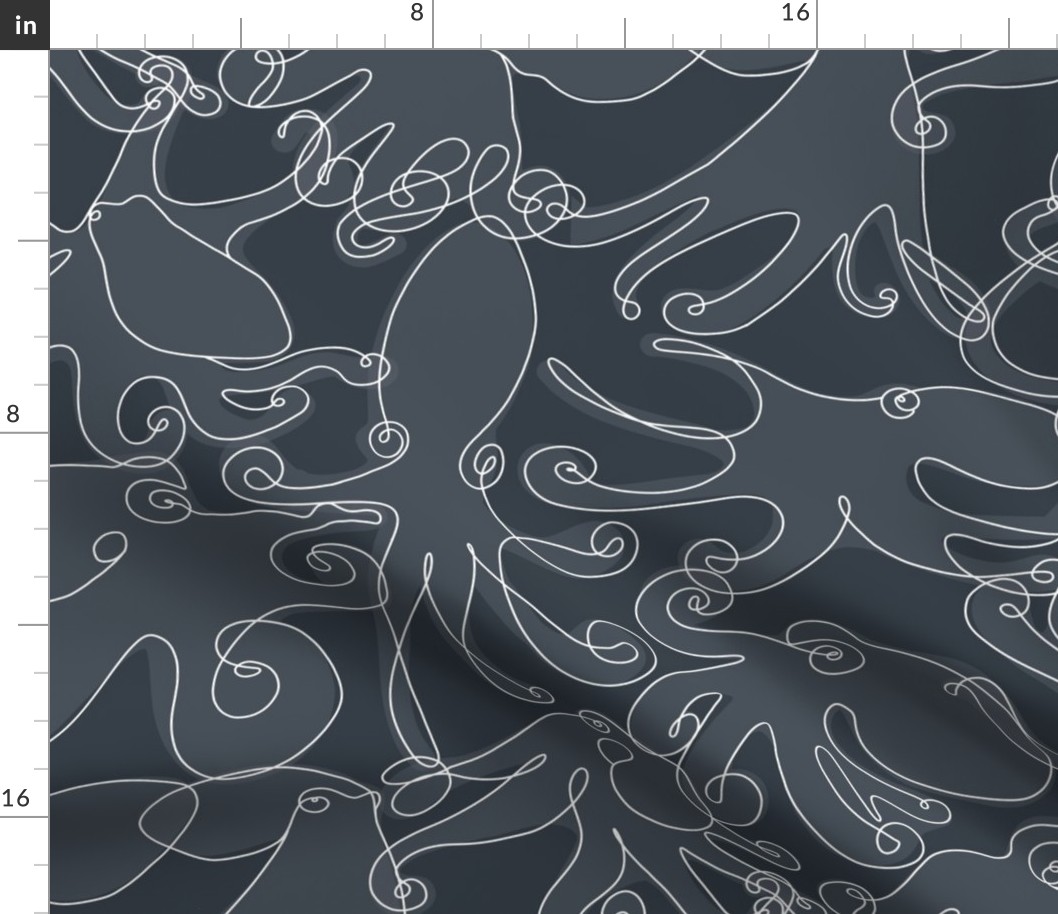 Continuous Line Cephalopods (Navy - Large Scale)