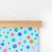 Spring Polka dots watercolor Blue yellow Small