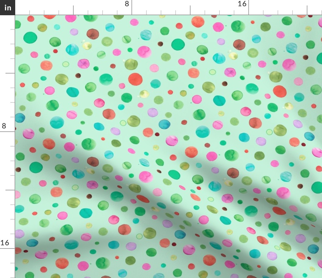 Spring polka dots Green orange