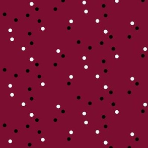 polka dots on dark red
