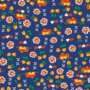 30's Farmhouse Ditsy Floral in Primary Navy