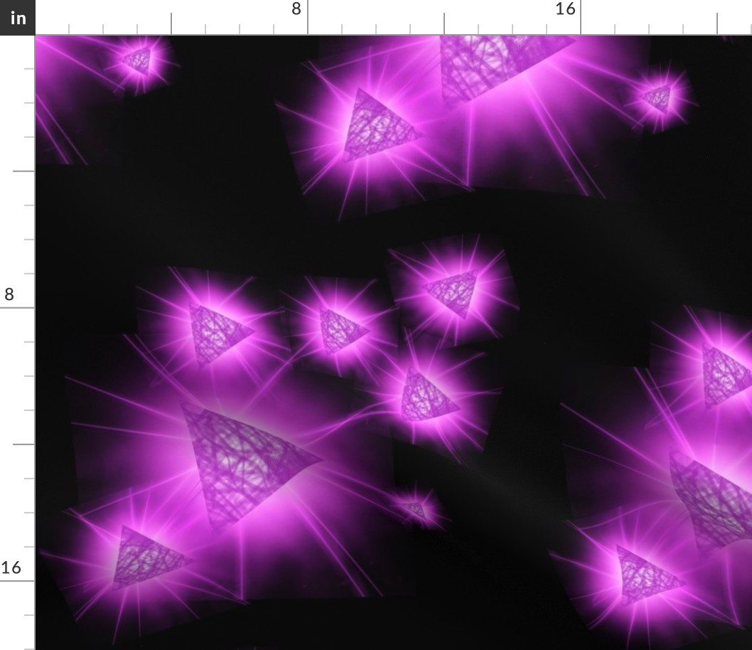 Lg. Radiant Purple Triangles on Black by DulciArt,LLC