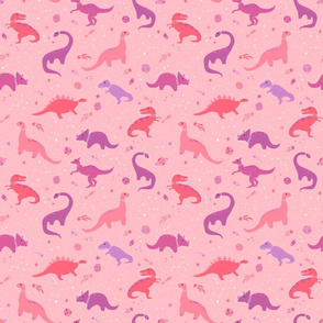 Astronaut Dinosaurs on Pink