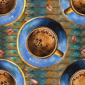 coffee time blue cup blue brown background FLWRHT