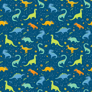 Astronaut Dinosaurs on Blue