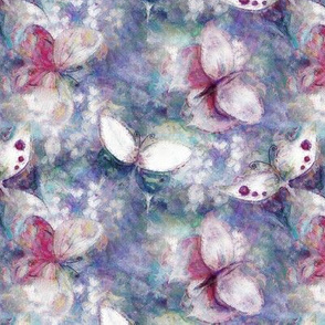 mini PAINTERLY BUTTERFLIES AERIAL 2 BLUE PURPLE TONES PSMGE