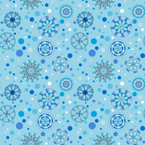 Mandalas and Dots in Blue (Quilt & Fashion Version)
