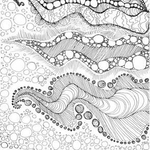 Intricate ink BW FQ mirrored doodle