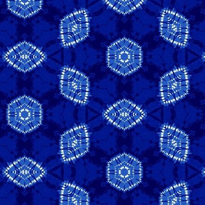 Indigo hexagons and rhombuses, XS, 7.8"