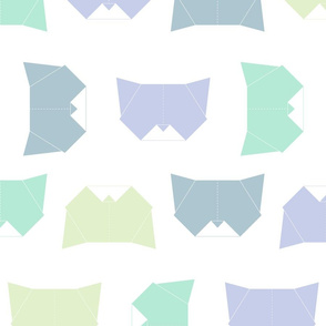 Green and Gray Origami Kittens-nonDirectional