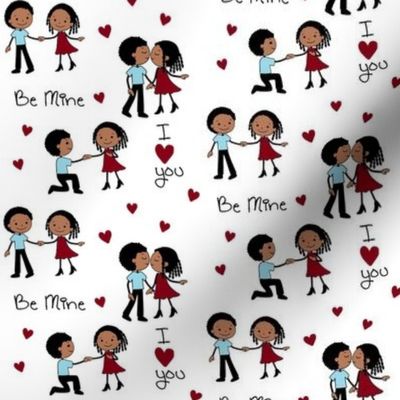 Valentine Be Mine Black Man and Woman