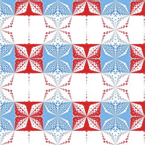 Red and blue abstract mosaic, L, 7.17"