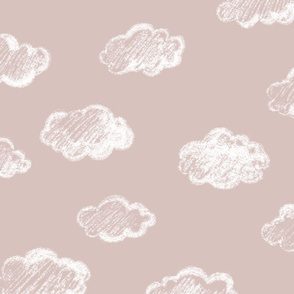 White Chalk Clouds On Blush Pink Background