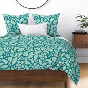 Dream flowers - Teal, celadon - Big