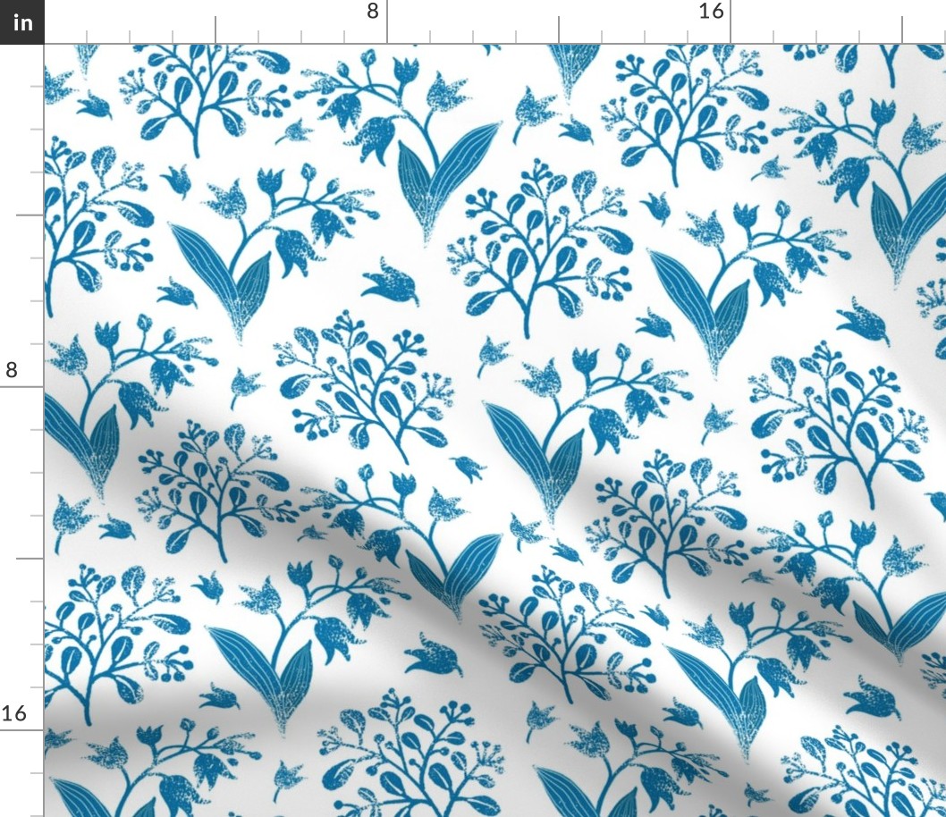 White and blue floral