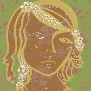 The Pop Art Boho Flower Girl Print -5 - Fabric Art Panel - 2023 Vanessa Peutherer 