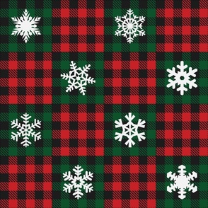 Winter Quilt Red Green Snowflakes