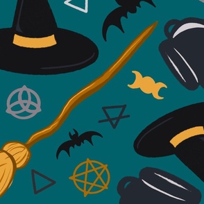 Witchy Vibes Pattern - Magical Teal