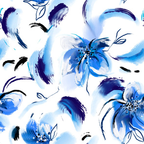 Blue watercolour floral 