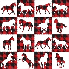 Horse Quilt Red & White Buffalo Check Mirror