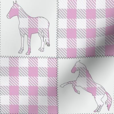 Horse Quilt Pink Buffalo Check 2