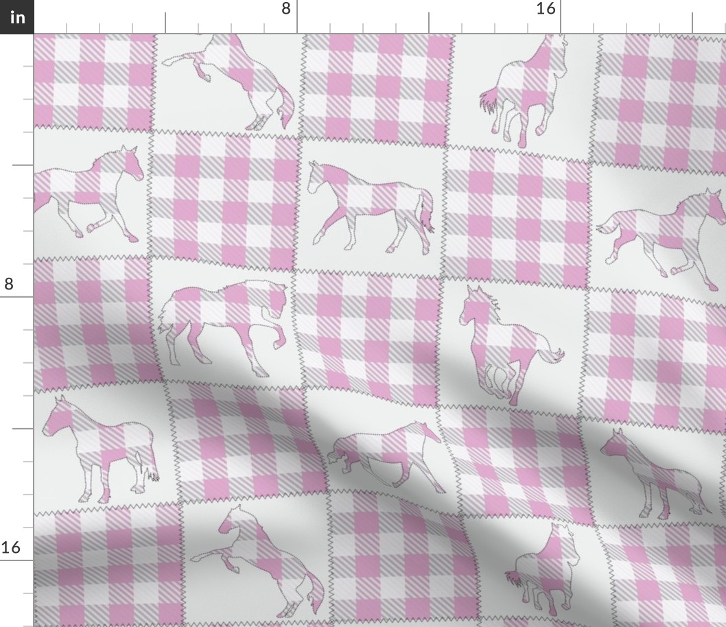 Horse Quilt Pink Buffalo Check 2