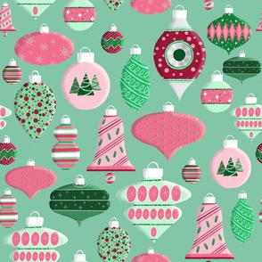 Mid Century Ornaments in pink and green