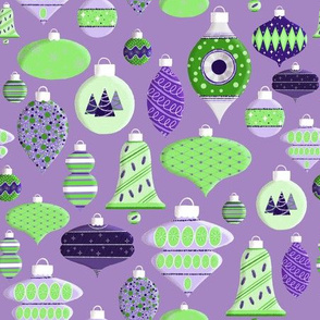 Mid Century Ornaments purple and green