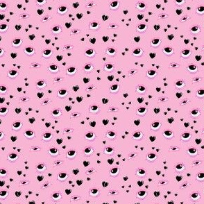 Micro Creepy Kawaii Eyes and Hearts on Pink