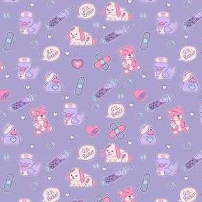 Micro Cute Nurse Fabric on Purple